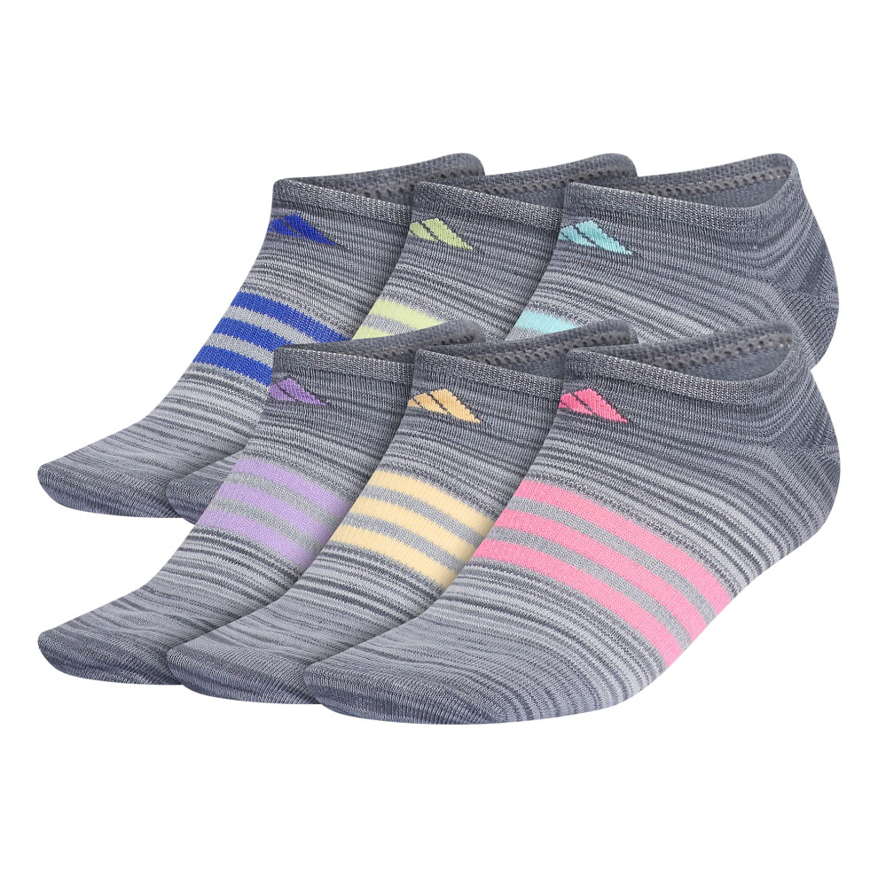 adidas Women's Superlite No Show Socks (6-Pair)  Onix Grey/Grey/Lucid