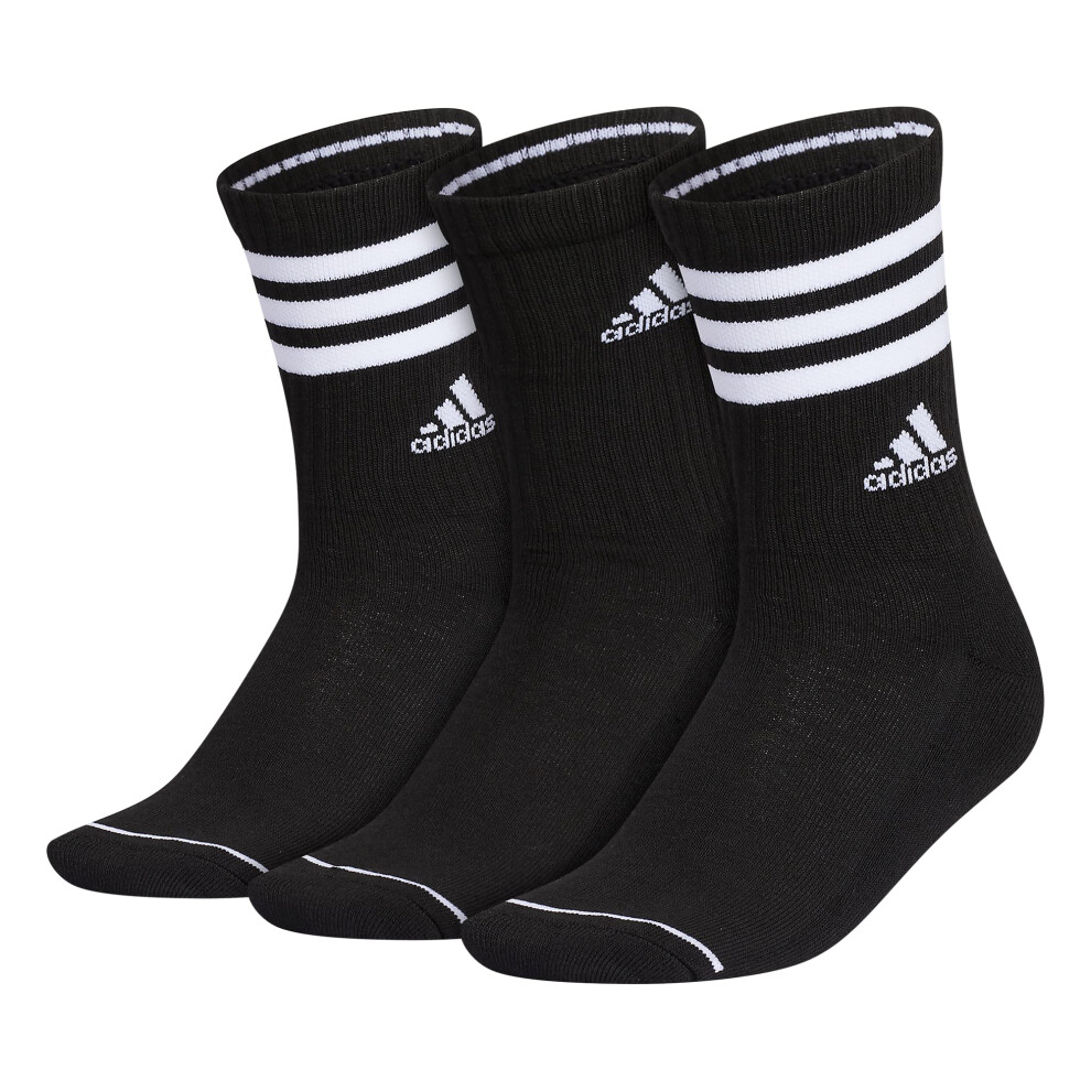 adidas Women's 3-Stripe Crew Socks (3-Pair) with Arch Compression  Bla