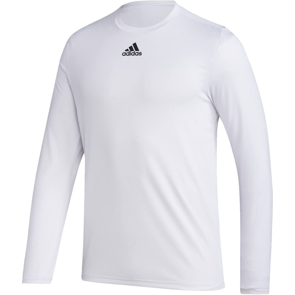 adidas Mens LS Pregame Bos Tee White MD