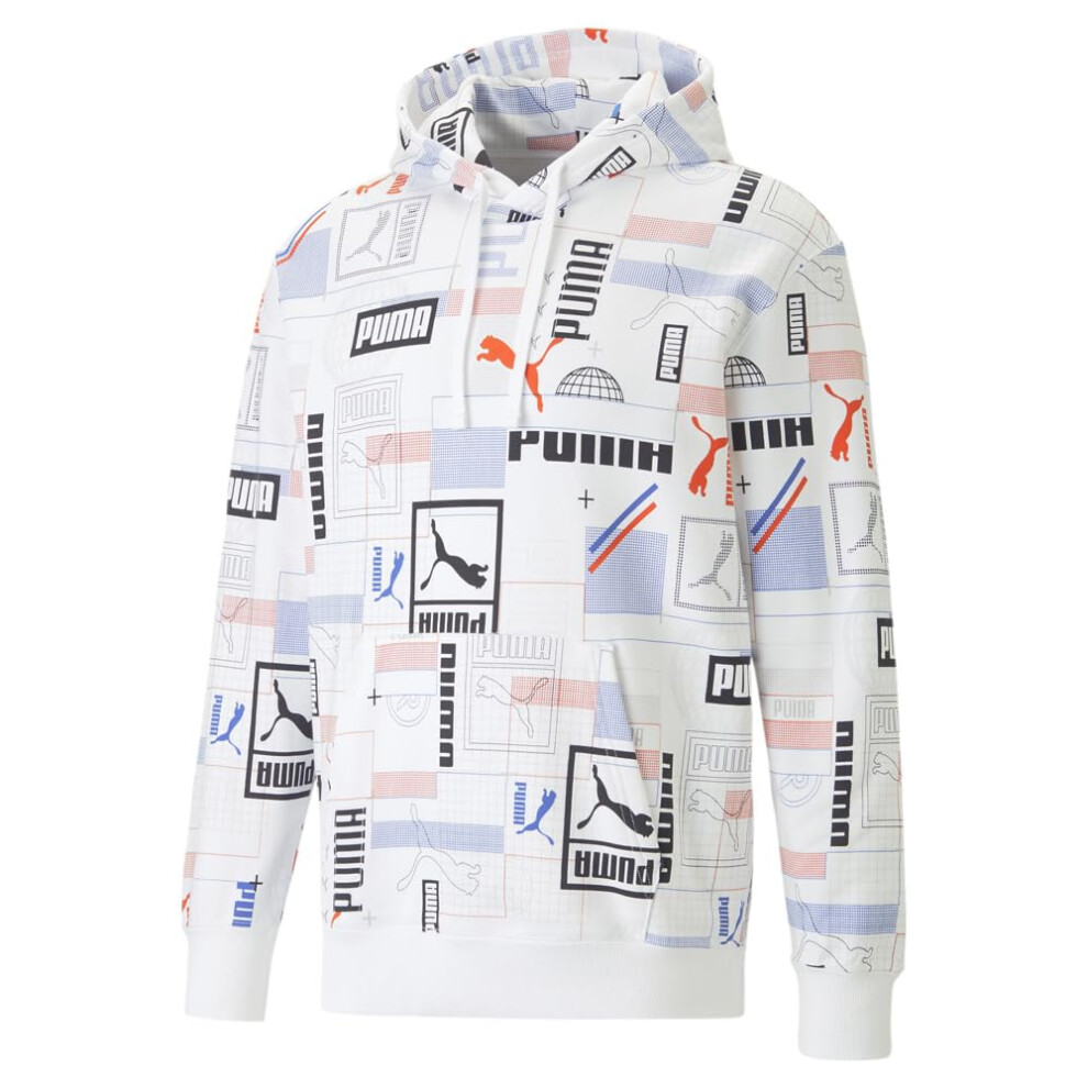 PUMA - Mens Classics Gen. AOP Hoodie Tr  Color White/AOP  Size: Large