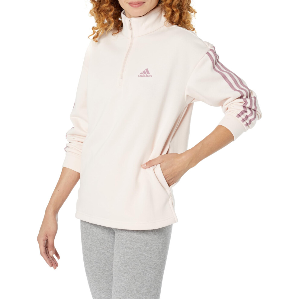 adidas Women's Quarter-Zip Fleece Sweatshirt  Wonder Quartz  Large