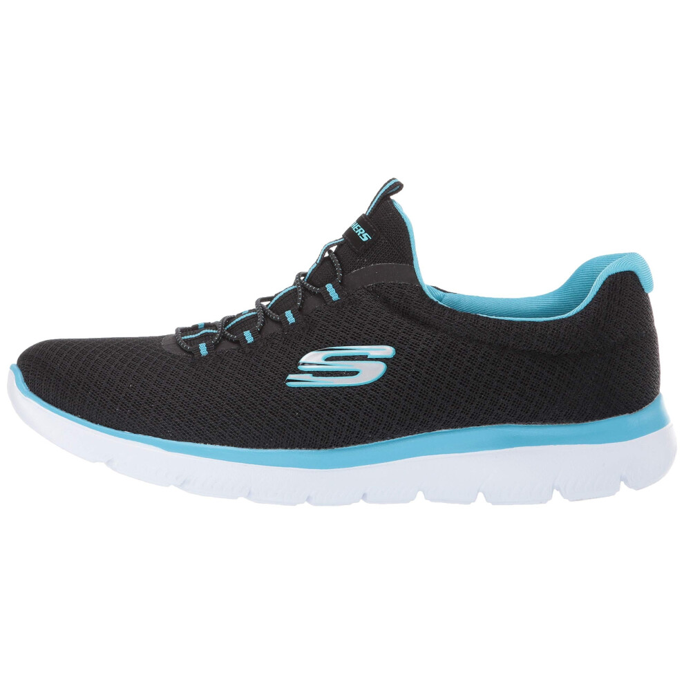 Skechers womens Summits Sneaker  Black/Turquoise  7 Wide US