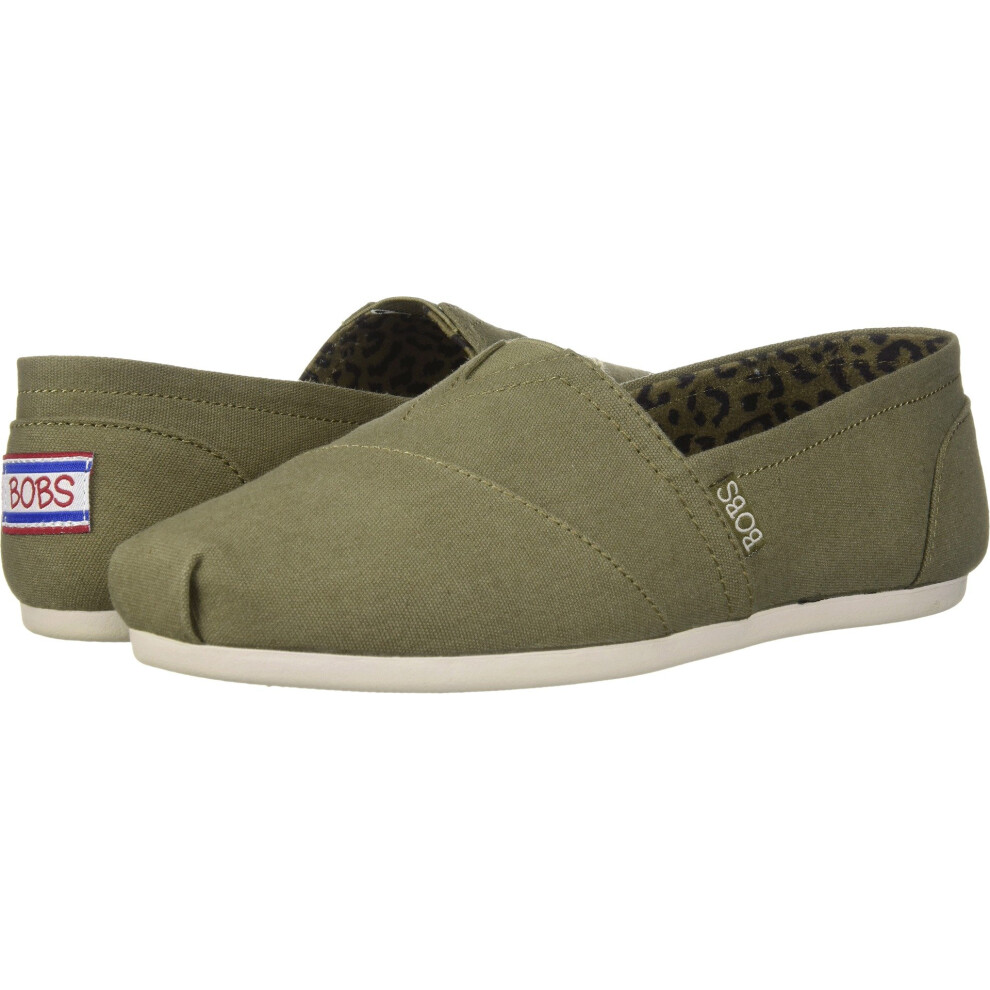 Skechers BOBS Women's Bobs Plush-Peace & Love Sneaker  Olive  7.5 M US