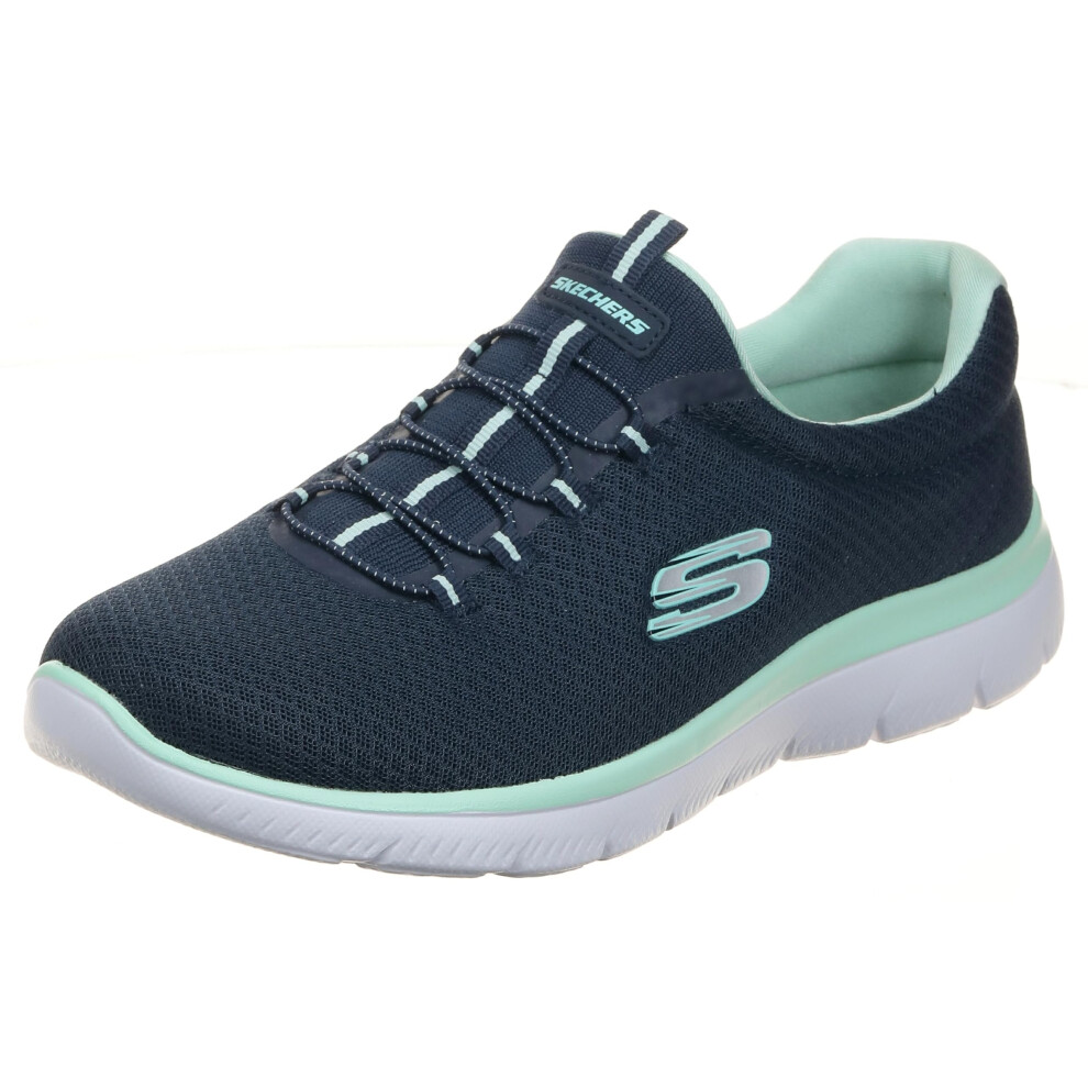 Skechers womens Summits Sneaker  Navy/Aqua  8 Wide US