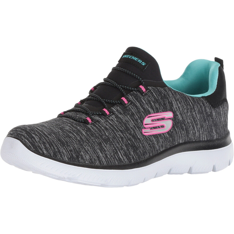 Skechers Women's Summits-Quick Getaway Sneaker  Black/Light Blue  7.5