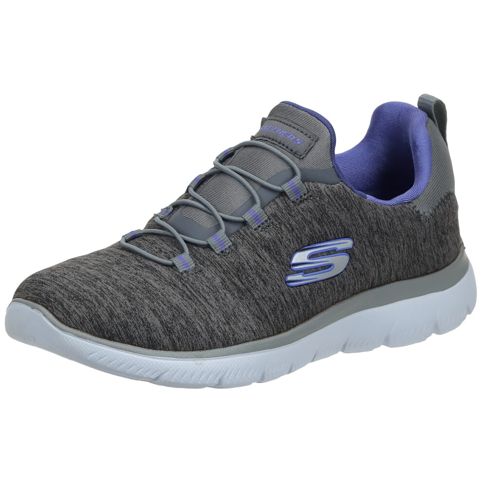 Skechers Women's Summits-Quick Getaway Sneaker  Charcoal/Purple  8 Wid