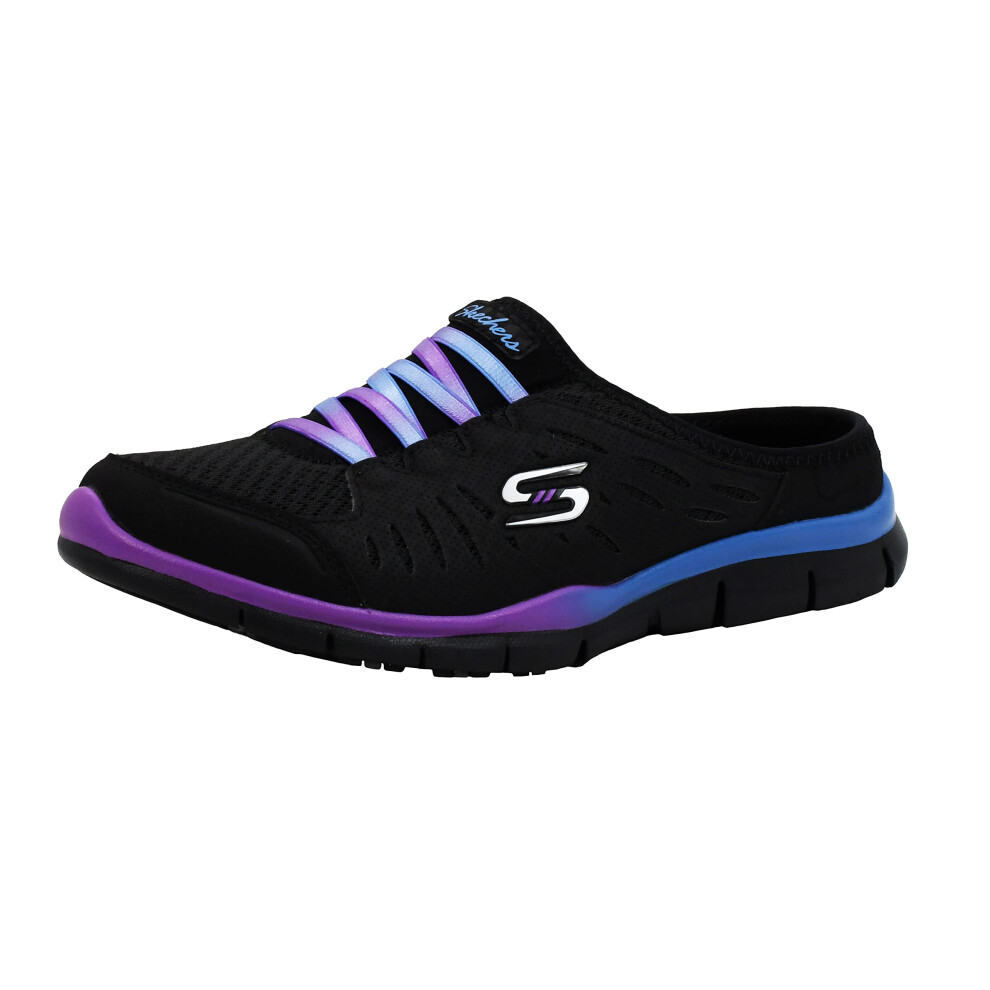 Skechers Women's No Limits Slip-On Mule Sneaker Black/Purple 7.5