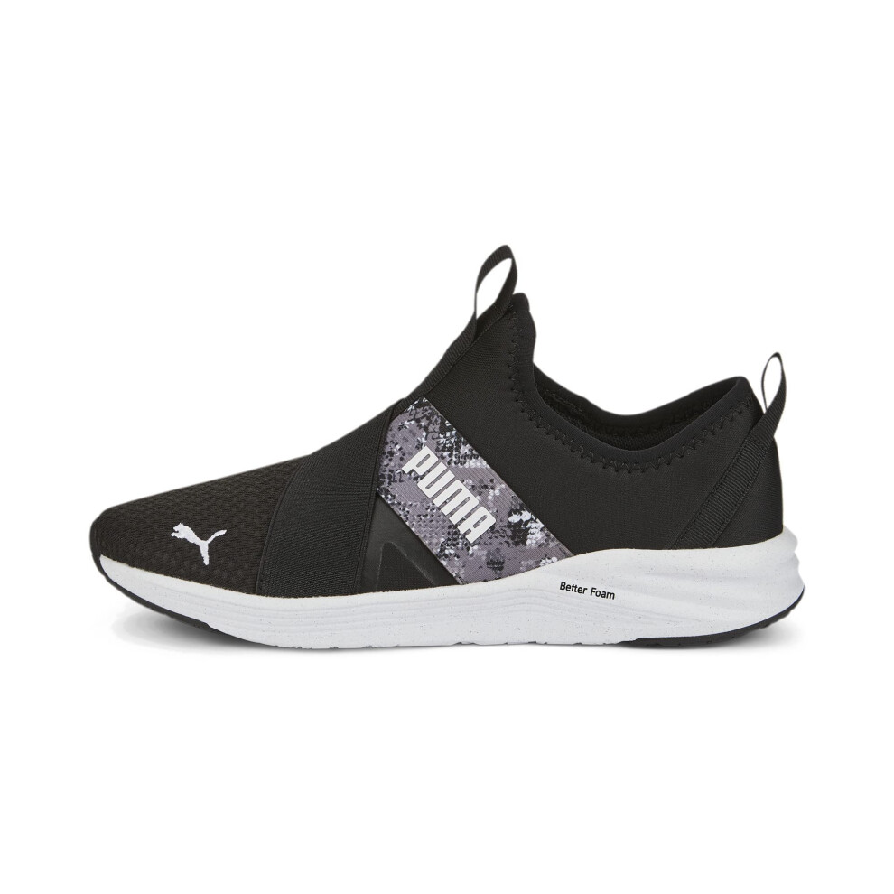 PUMA Women's Better Foam Prowl Slip On Sneaker  Black White  7