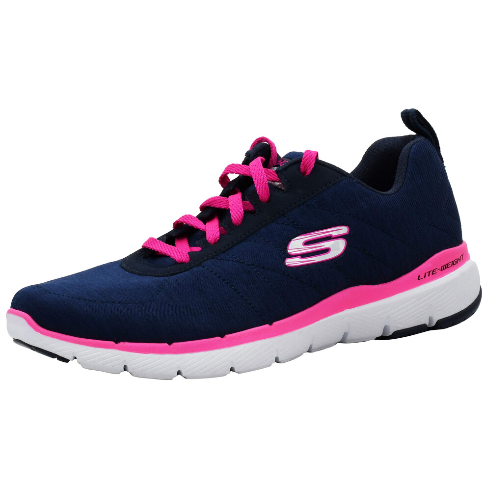 Skechers Women's Flex Appeal 3.0-Insiders Navy/Hot Pink Sneaker 8 W US