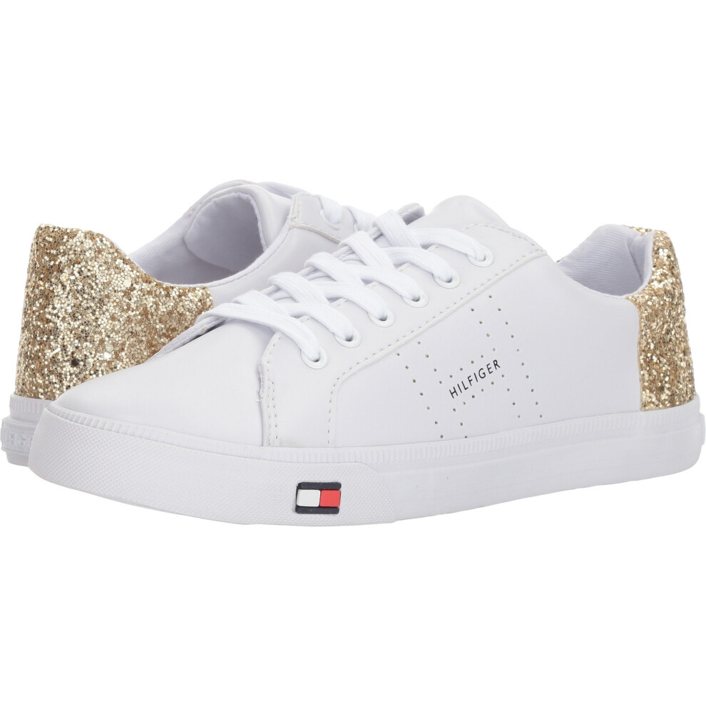 Tommy Hilfiger Women's Lune Sneaker  White/Gold  5