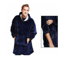 (blue) Adult Super Soft Loose Oodie-comfy Nightware Fleece Blanket
