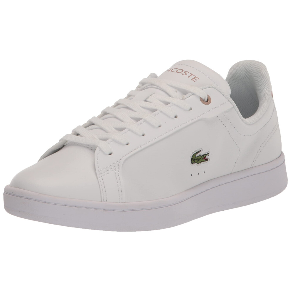 Lacoste Women's Carnaby Sneaker  White/Light Pink Trim  6