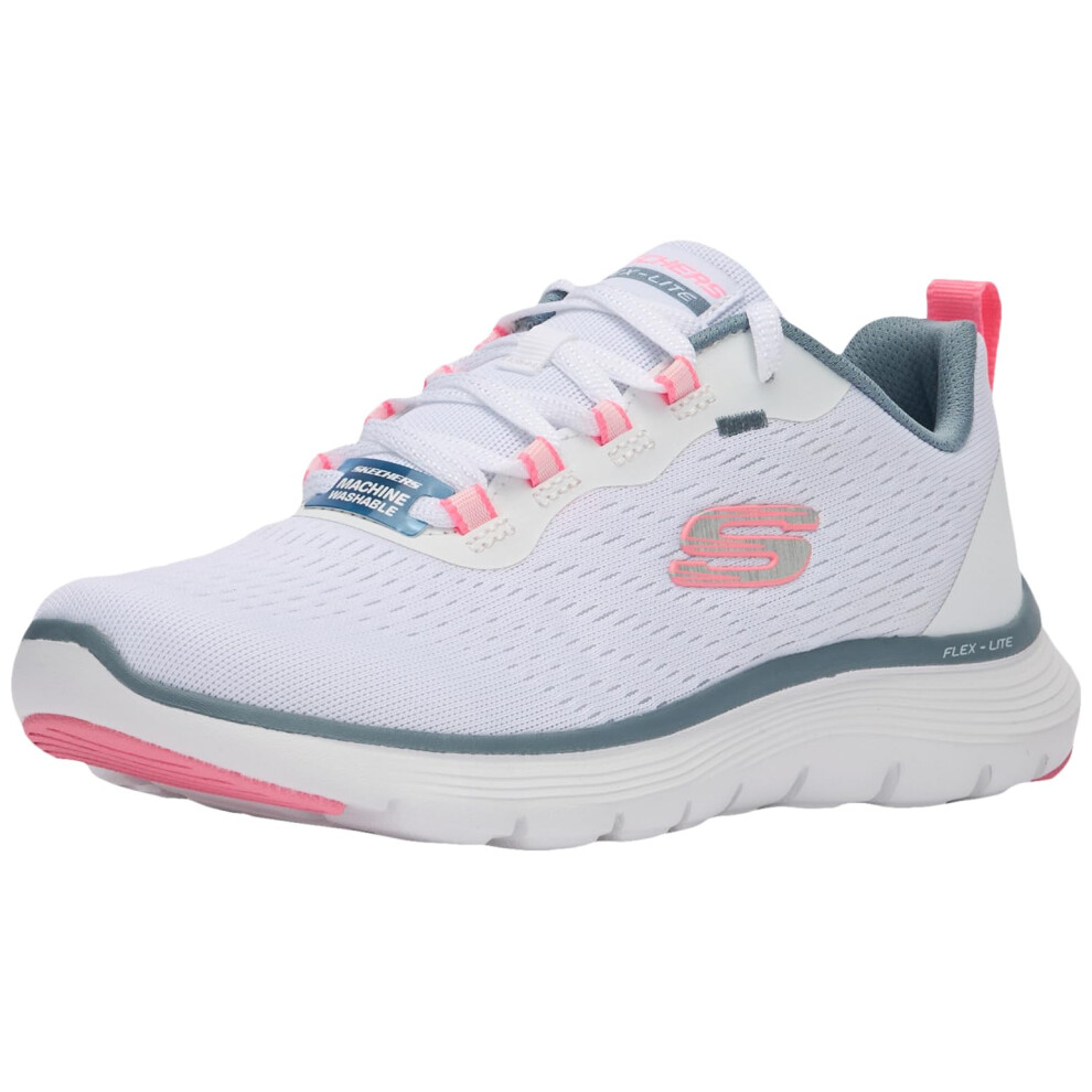 Skechers Women's Flex Appeal 5.0 Sneaker  White Mesh Pink Light Blue T