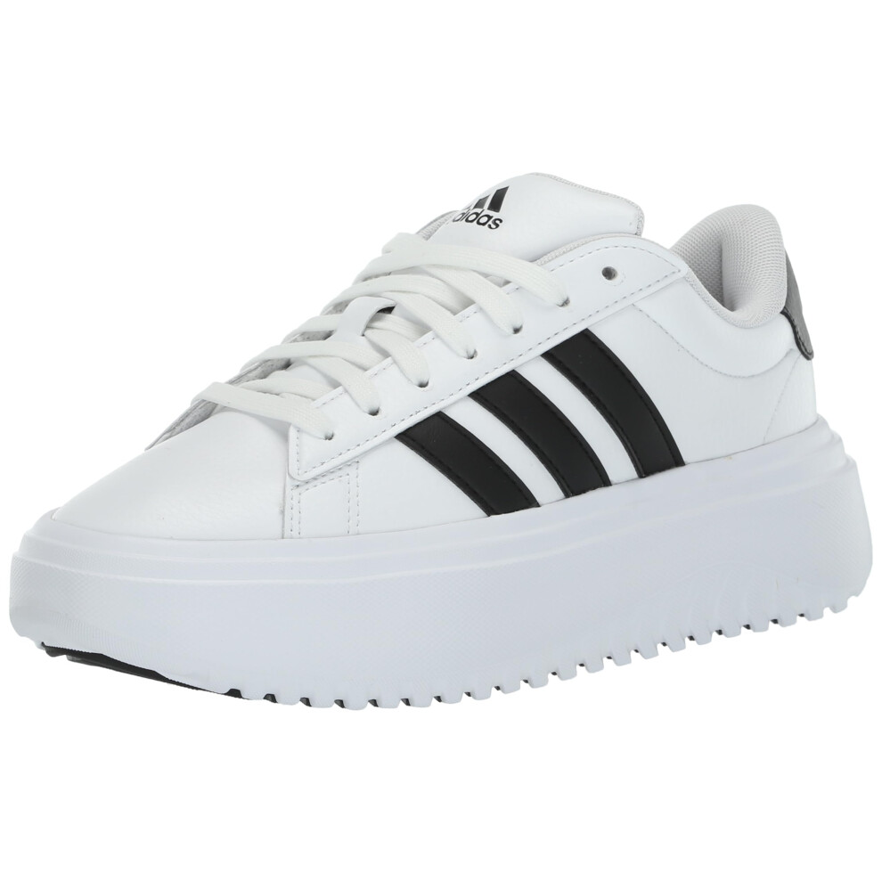 adidas Women's Grand Court Platform Sneaker  White/Black/Black  5