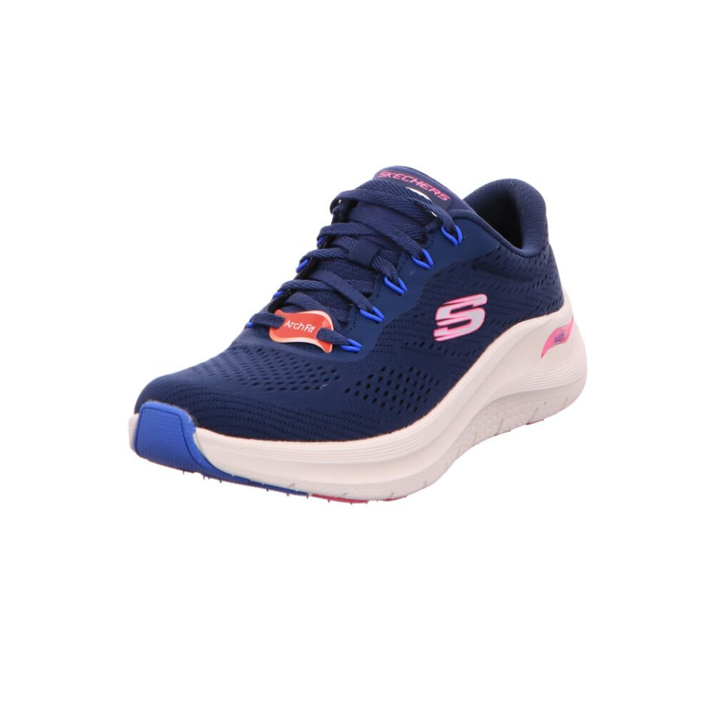 Skechers Women's Arch FIT 2.0 Big League  Navy Mesh Hot Pink Blue Trim