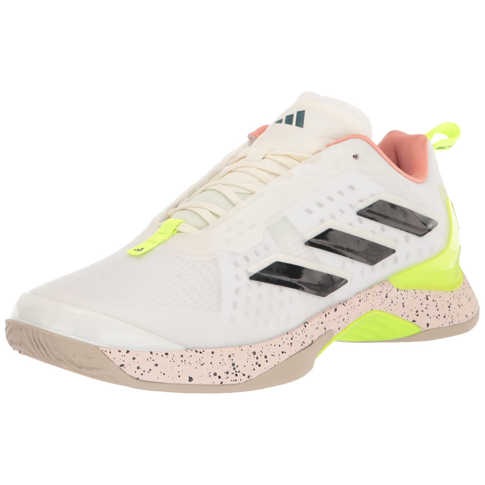 adidas Women's Avacourt Sneaker  White/Core Black/Lucid Lemon  7.5