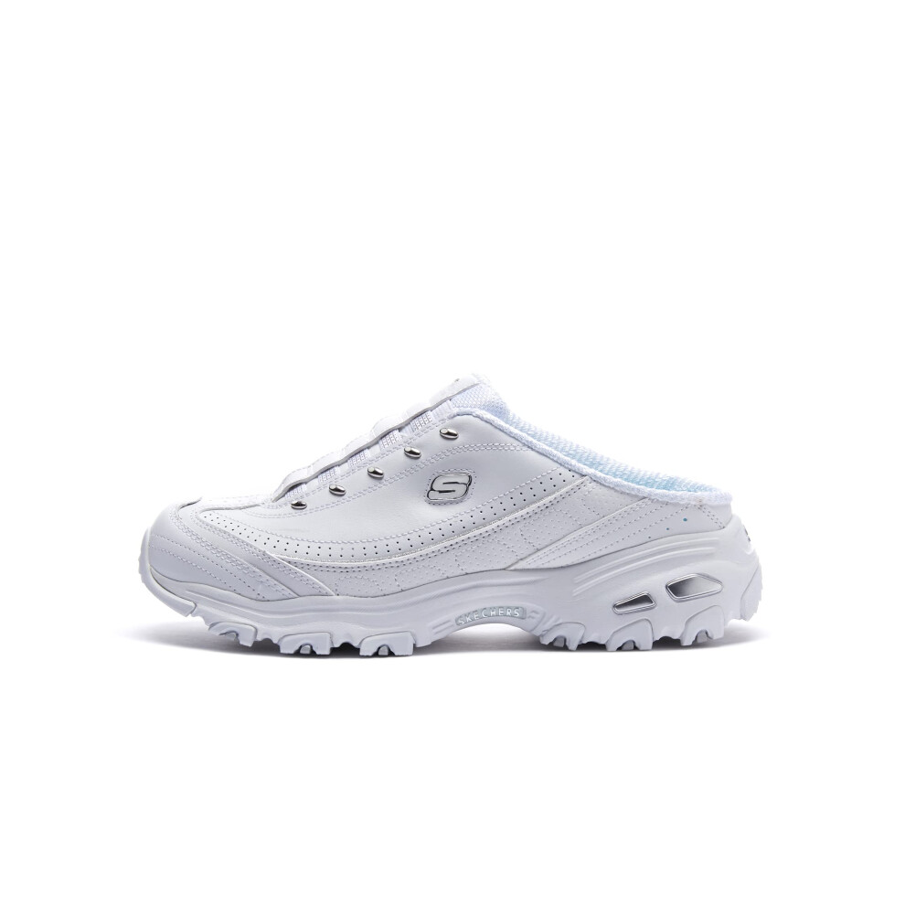 Skechers womens D'lites Bright Sky Fashion Sneaker  White/Silver  8.5