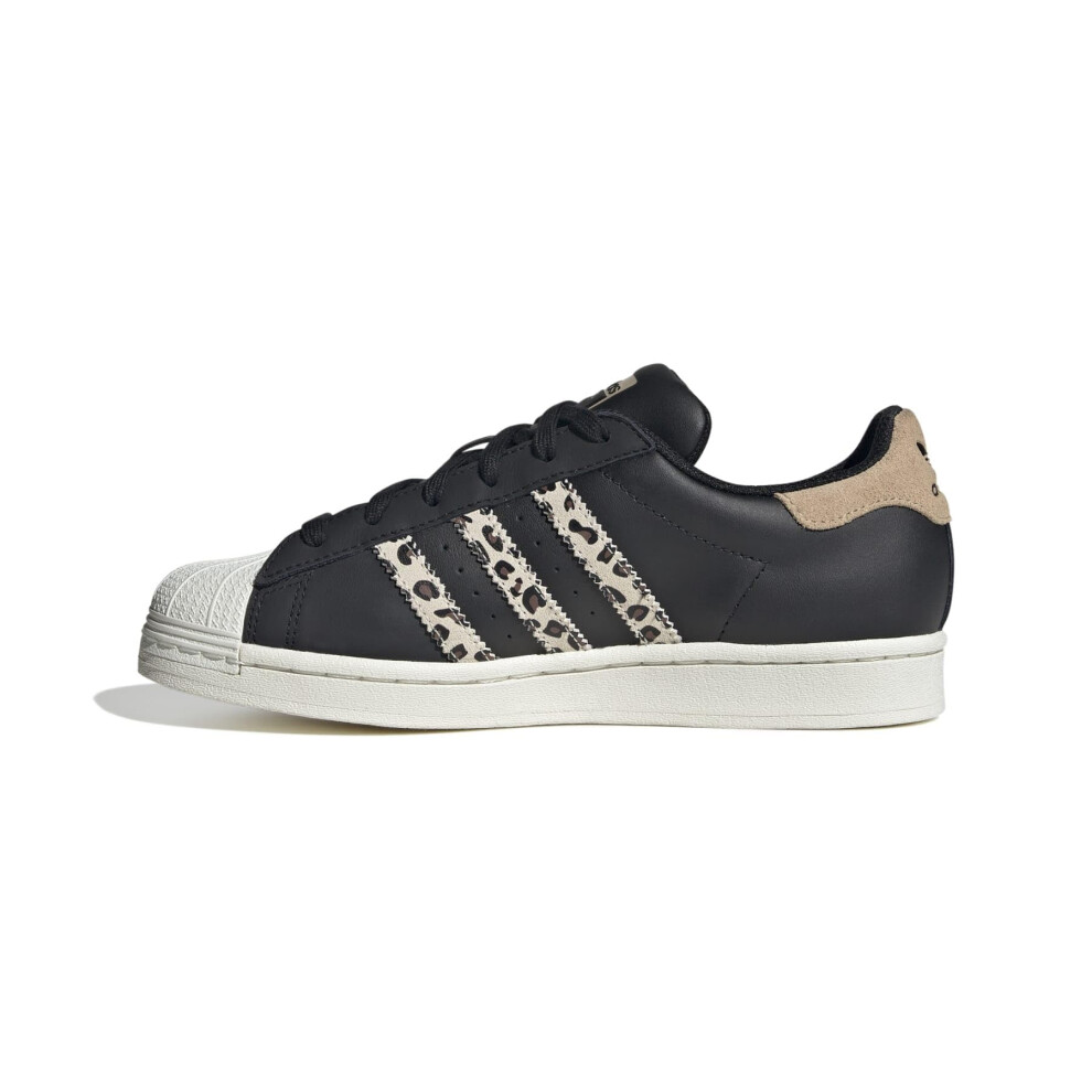 adidas Women's Superstar Sneaker  Black/Off White/Magic Beige  9 Narro