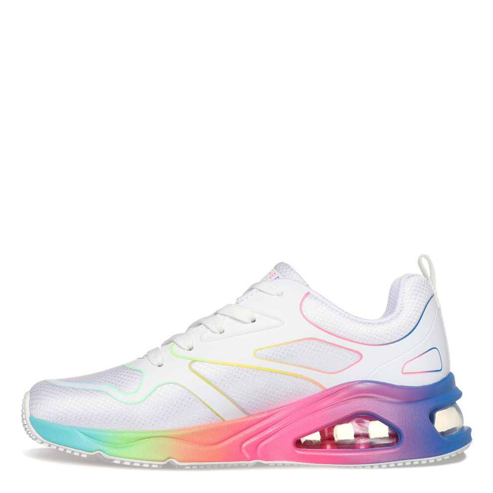 Skechers Women's TRES-AIR UNO-Rainbow Roads Sneaker  White Mulit  7