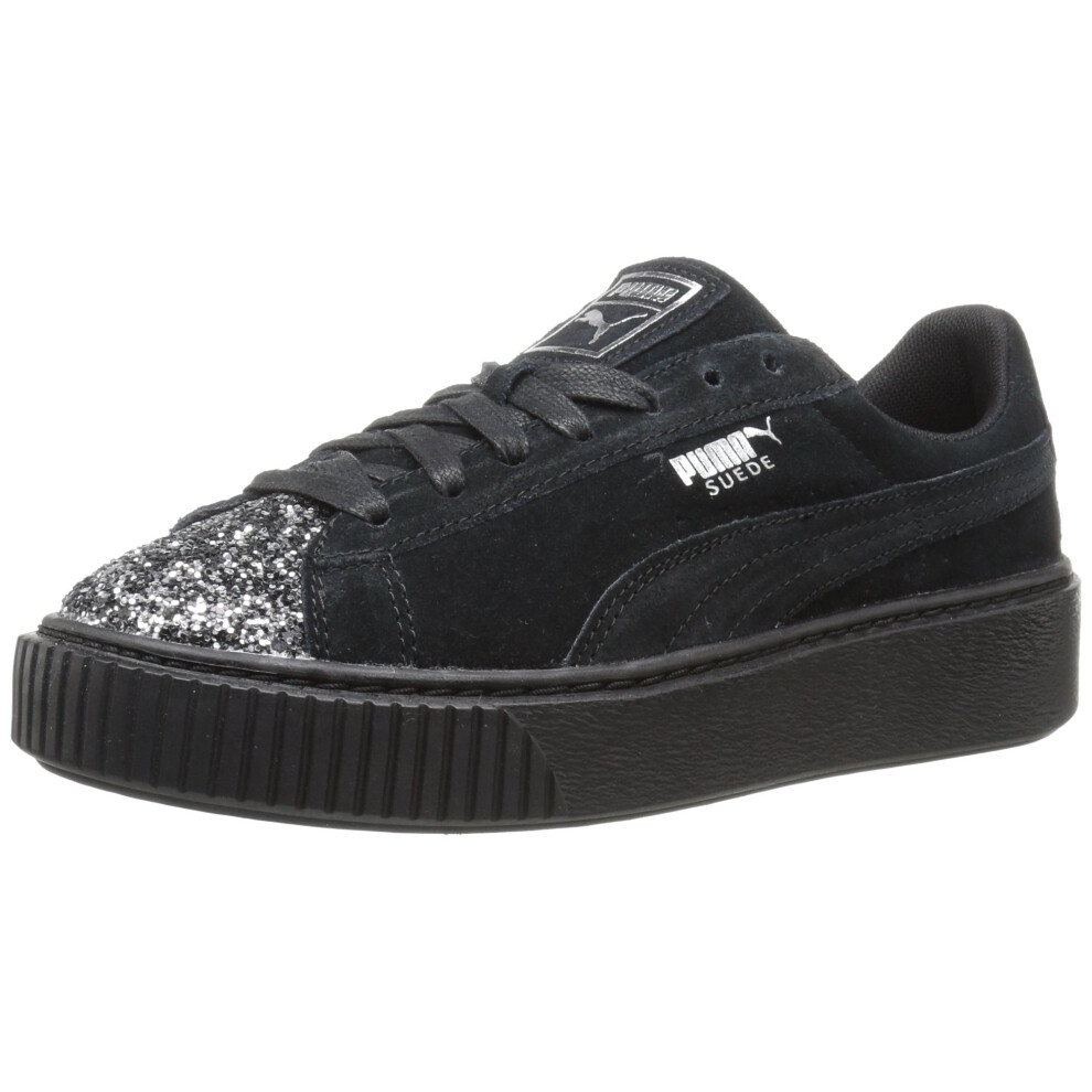 Puma Women's Suede Platform Crushed Gem Black Aged Silver  9 M US