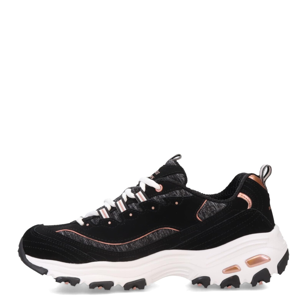 Skechers Women's D'Lites Me-Time Sneaker  Black Rose Gold  8.5