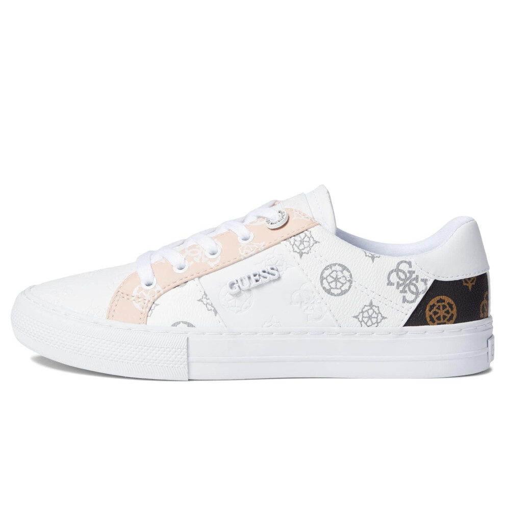 GUESS Womens Loven Sneaker  White/Pink 680  6 US