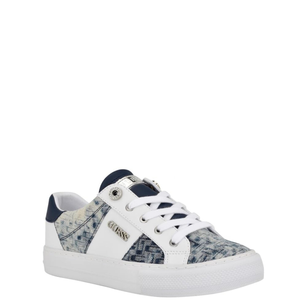 GUESS Women's LOVEN Sneaker  White/Blue 171  6.5