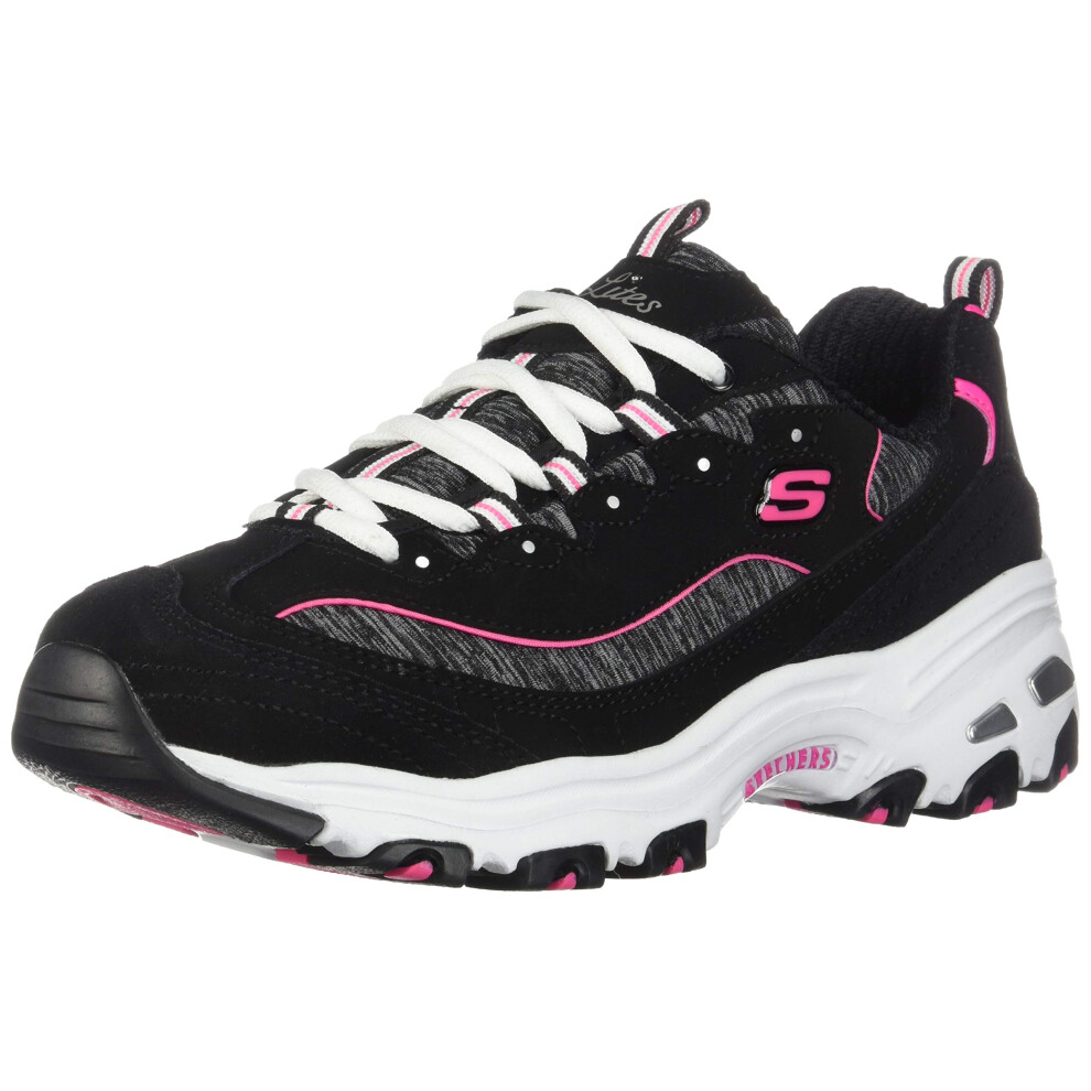 Skechers Women's D'Lites-me Time Sneaker  Black-hot Pink  6