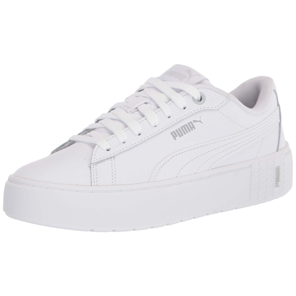 PUMA Women's Smash Platform V2 Sneaker  White White  10