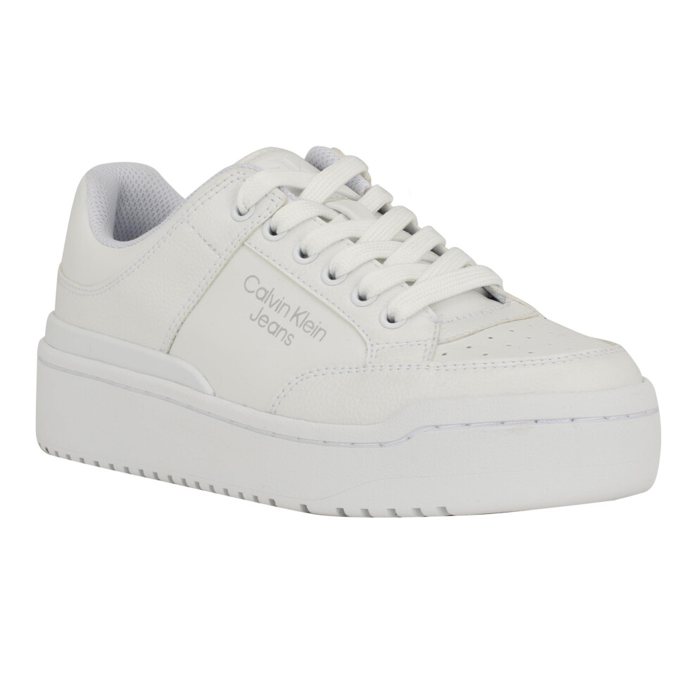 Calvin Klein Women's ANSLY Sneaker  White 140  6.5