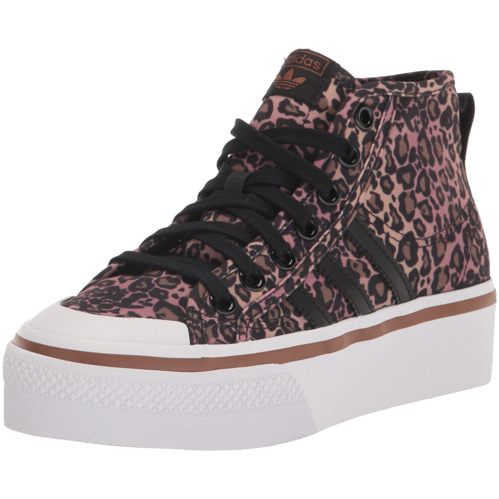 adidas Originals Womens Nizza Platform Mid Black/White/Wild Brown 8  8