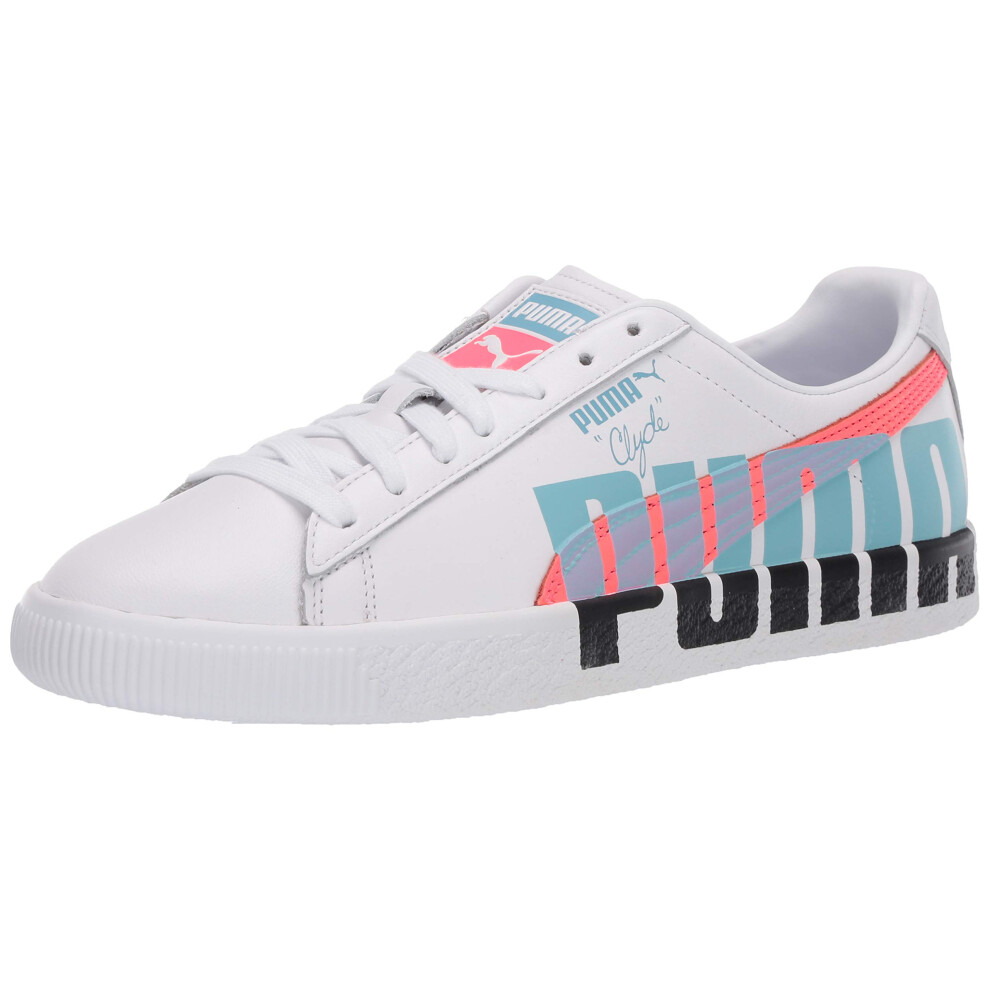 Puma Women's Clyde Sneaker  White-Pink Alert  6 M US