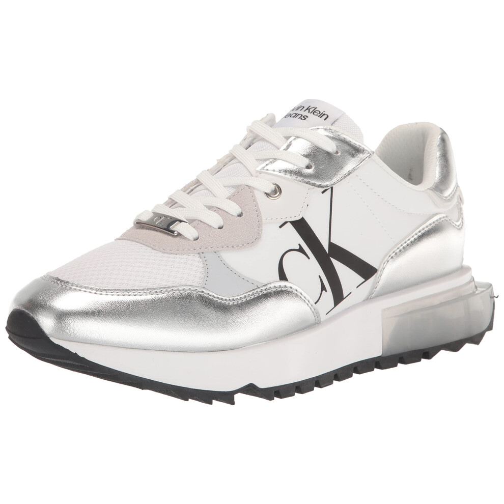 Calvin Klein Women's MAGALEE Sneaker  Silver/White 040  7