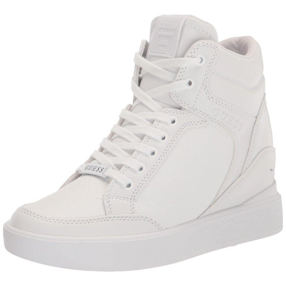 GUESS Women's BLAIRIN Sneaker  White Logo  6.5