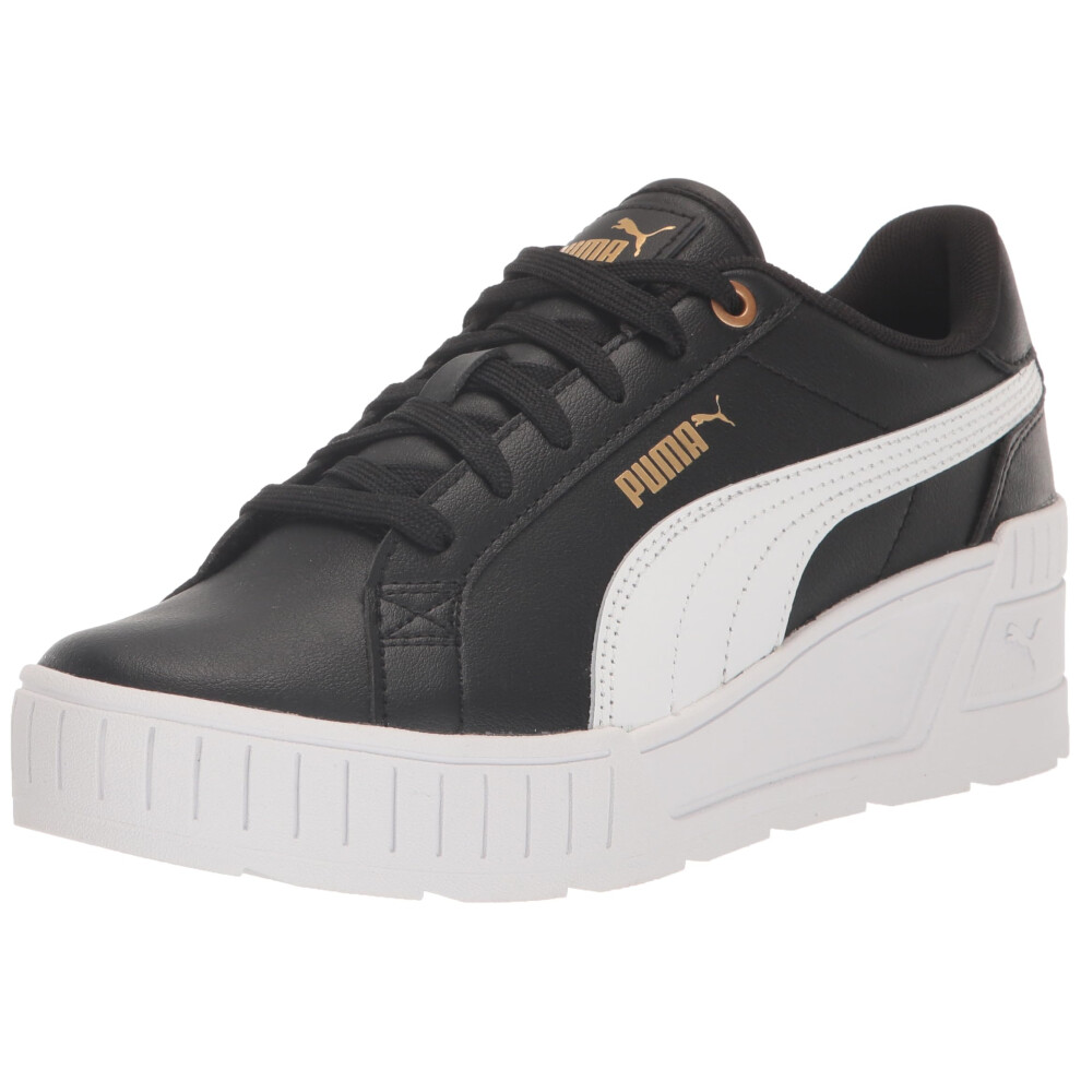 PUMA Women's KARMEN WEDGE Sneaker  Puma Black-Puma White-Gold  6