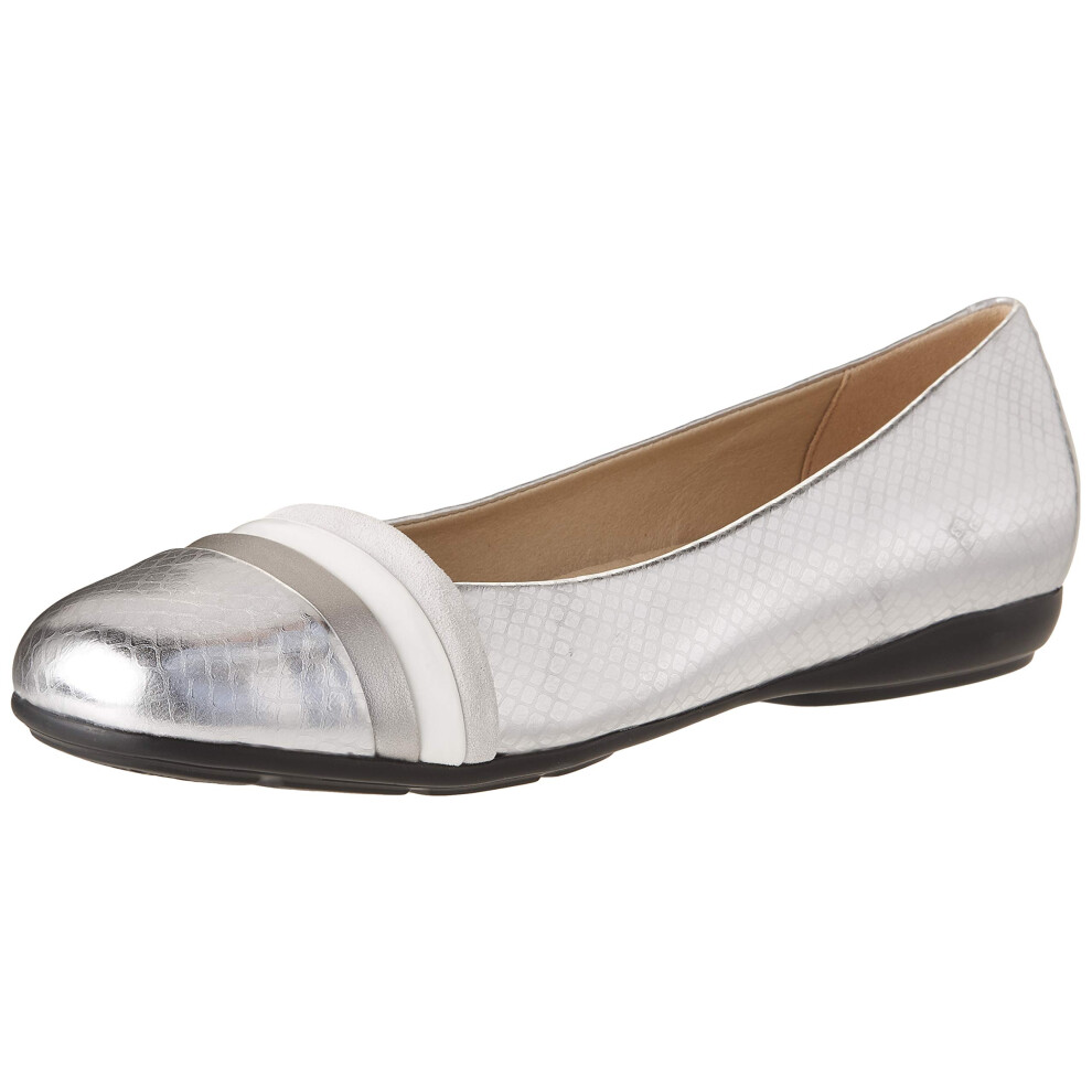 Geox Women's D Annytah A Ballet Flats  Silver Silver White C0434  4 Bi