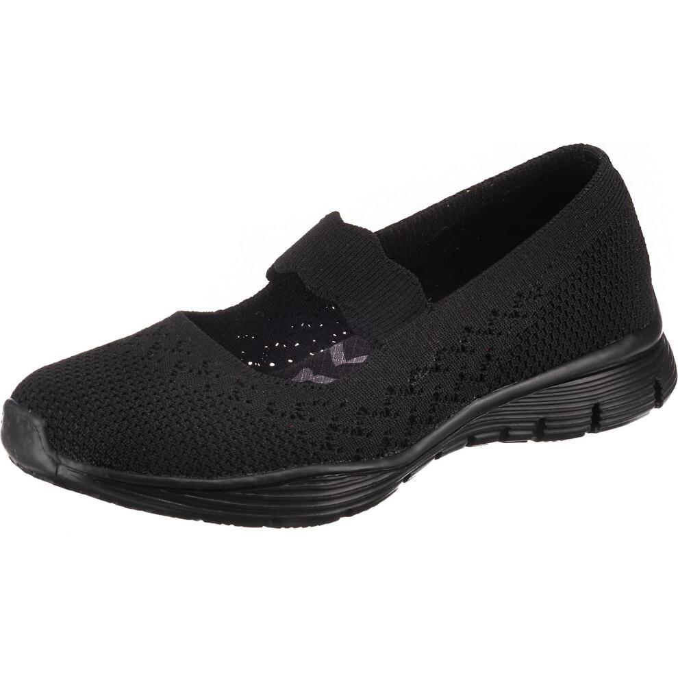 Skechers womens Seager - Power Hitter Mary Jane Flat  Black/Black  9.5