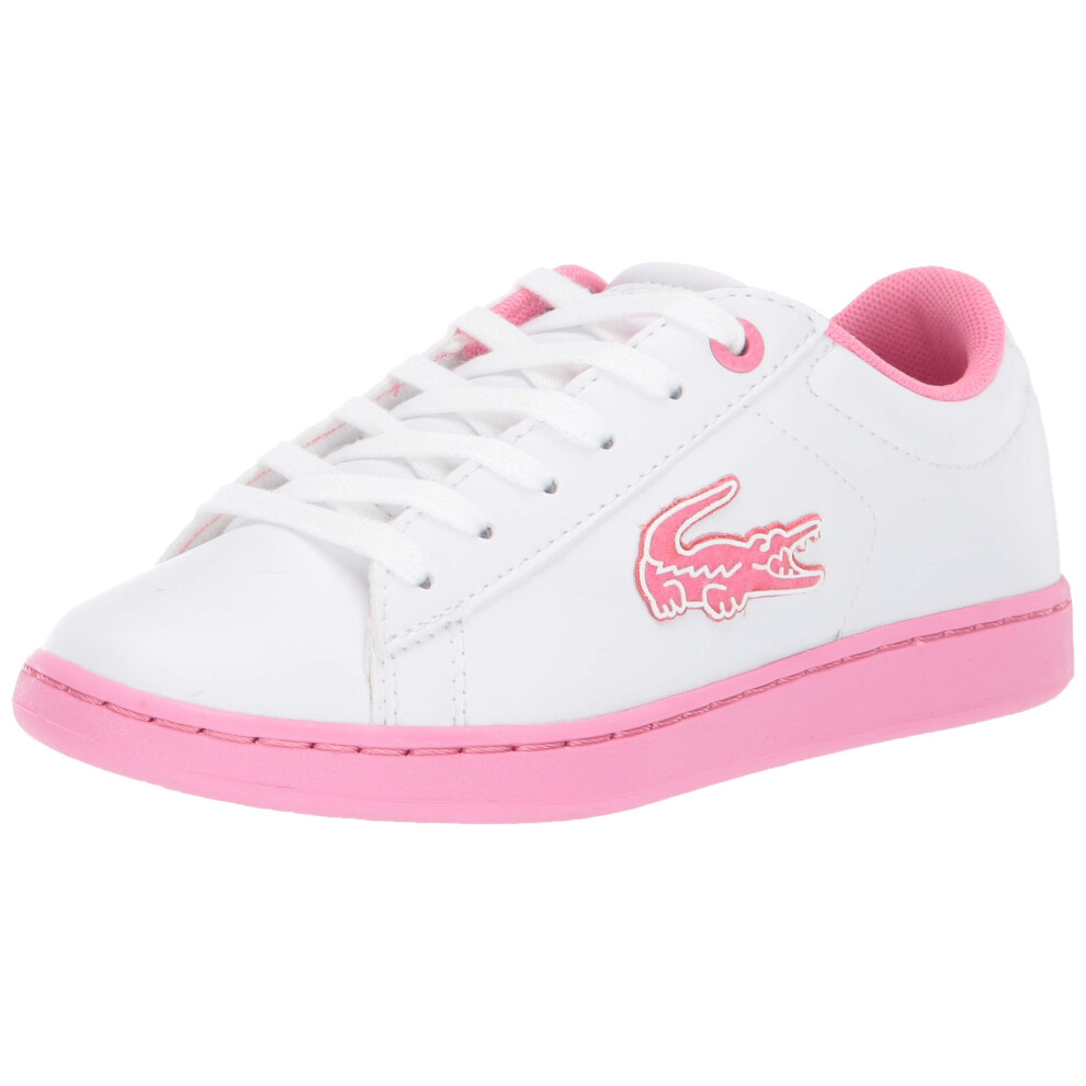 Lacoste Girl's Kid's Carnaby Sneaker  White/Pink Sole  6 Medium US Tod