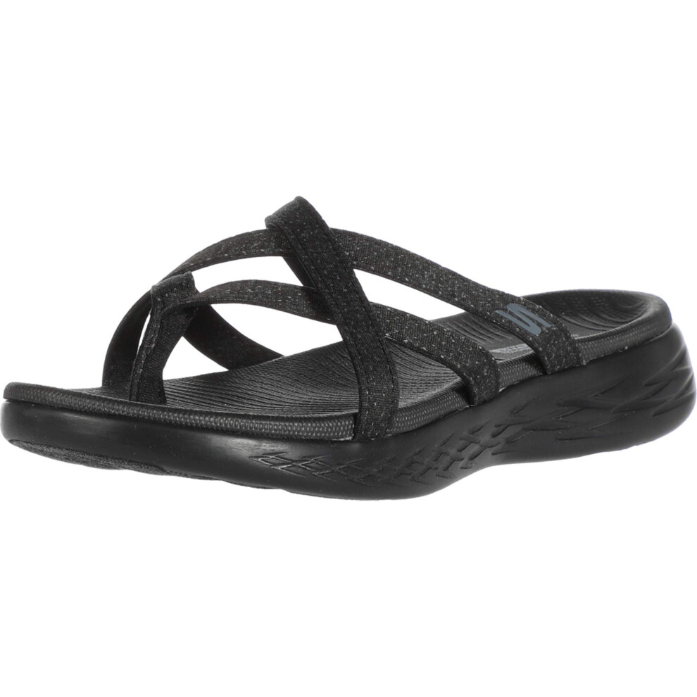 Skechers Women's On The Go 600-Dainty Flat Sandal  Black/Grey  7 Mediu