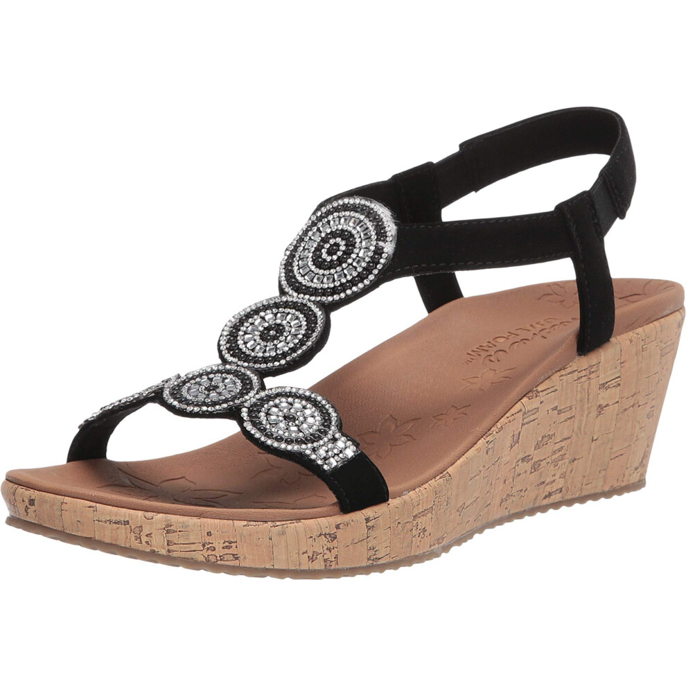 Skechers womens Beverlee - Date Glam Sandal   Black   6