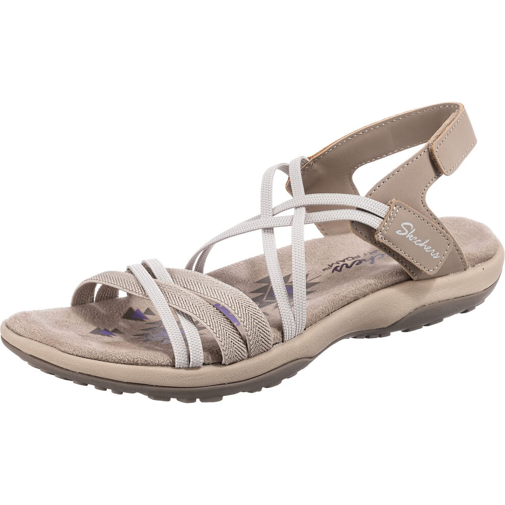 Skechers Women's Reggae Slim-Takes Two Flat Sandal  Taupe  8