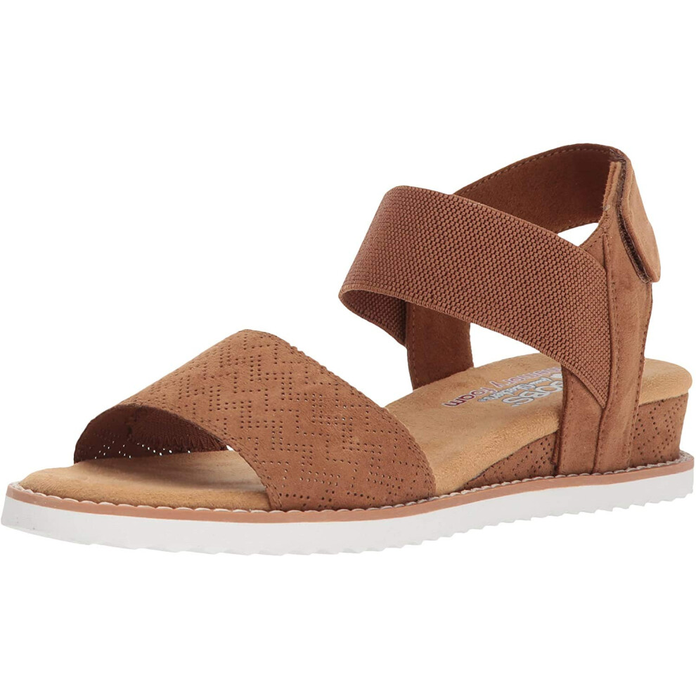 Skechers Women's Bobs Desert Kiss Wedge Sandal Chestnut 8 Wide