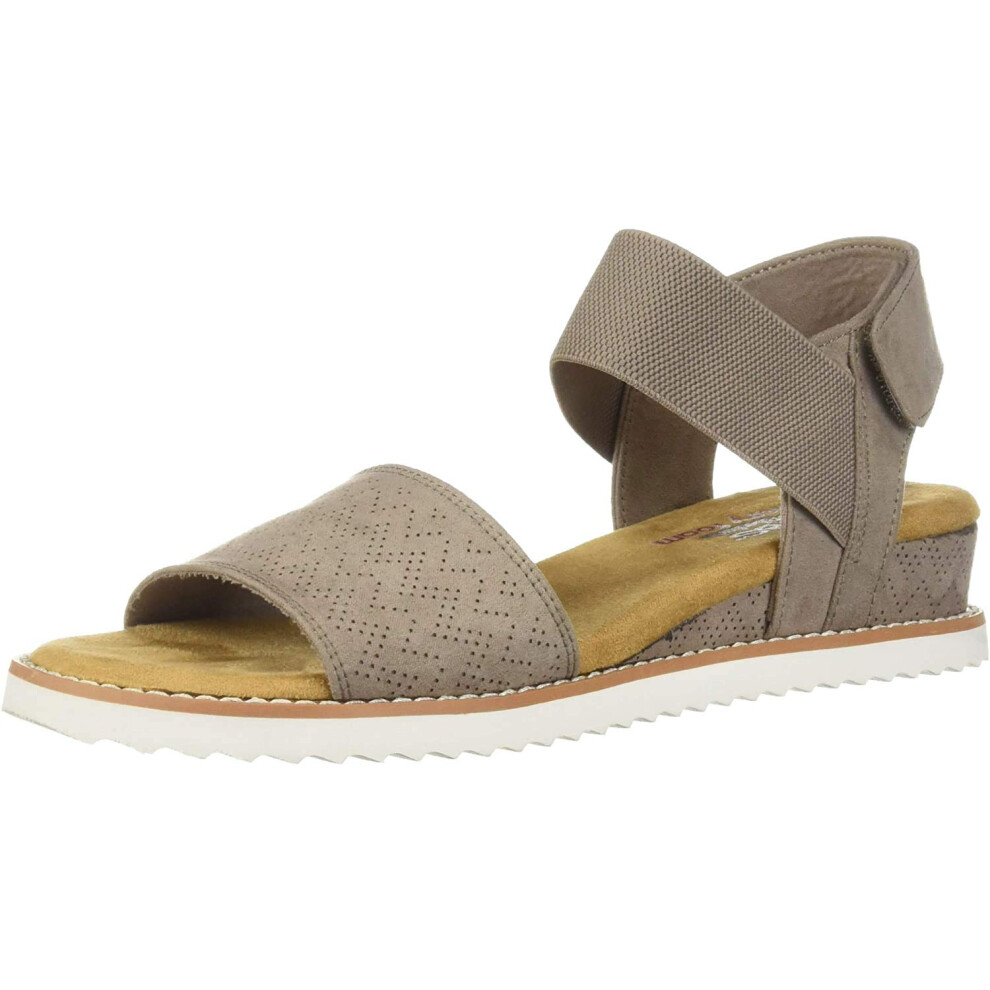 Skechers Women's Bobs Desert Kiss Wedge Sandal Taupe 8 Wide