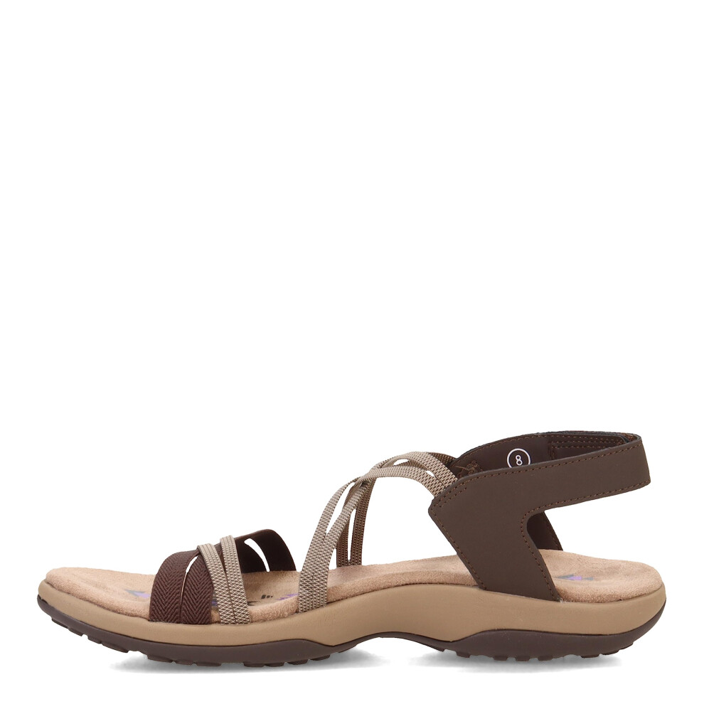 Skechers Women's Reggae Slim-Takes Two Flat Sandal  Chocolate  8