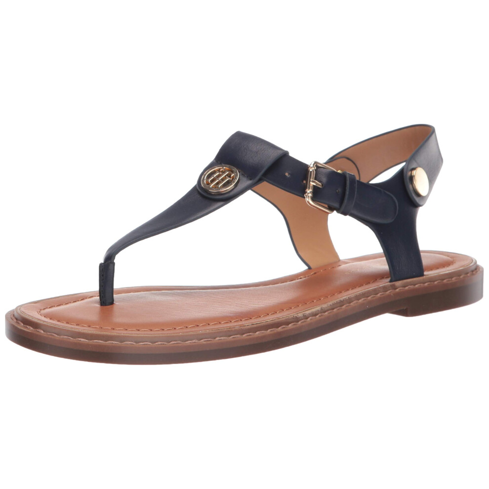 Tommy Hilfiger Women's Flat Sandal  Dark Blue Ll  10