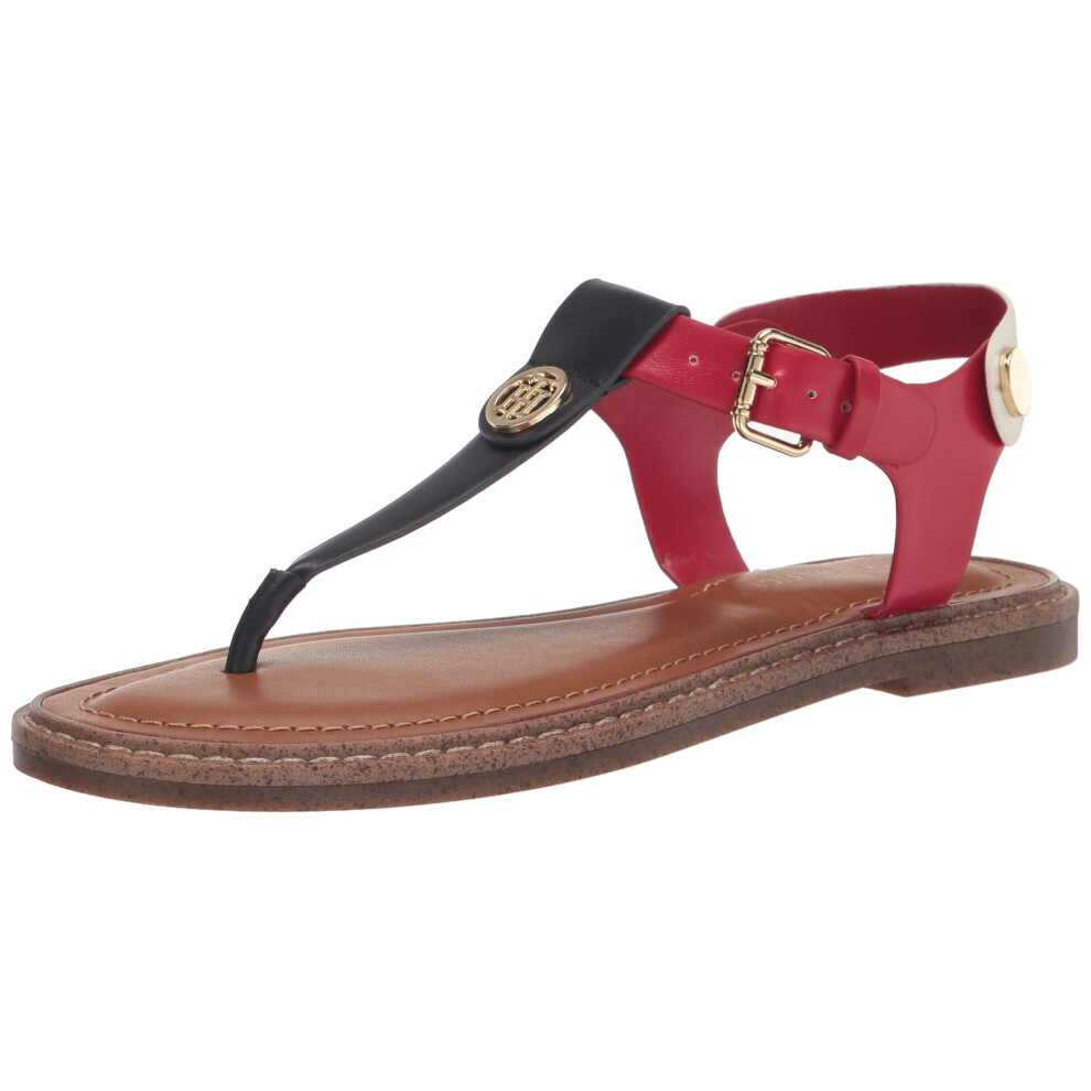 Tommy Hilfiger Women's BENNIA Sandal  Blood RED/White 610  7.5