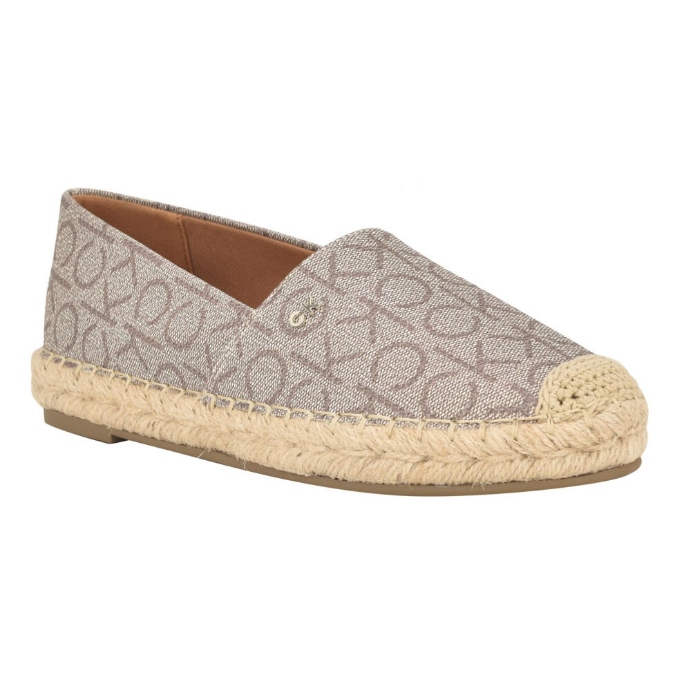 Calvin Klein Women's POPULAR Ballet Flat  Taupe Logo  8.5