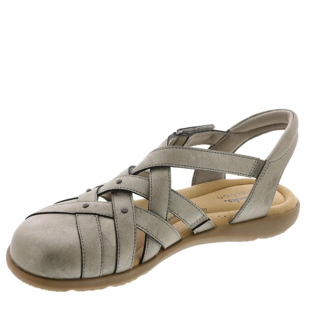 Clarks Women's Elizabelle Sea Fisherman Sandal  Pewter Metallic Synthe