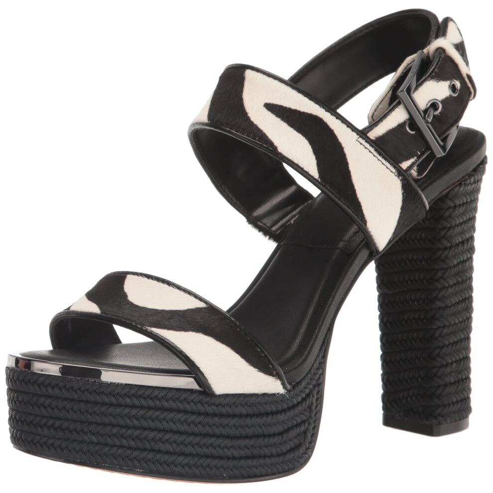 DKNY Women's Everyday Yadira-Platform Sl Heeled Sandal  Black/White  7