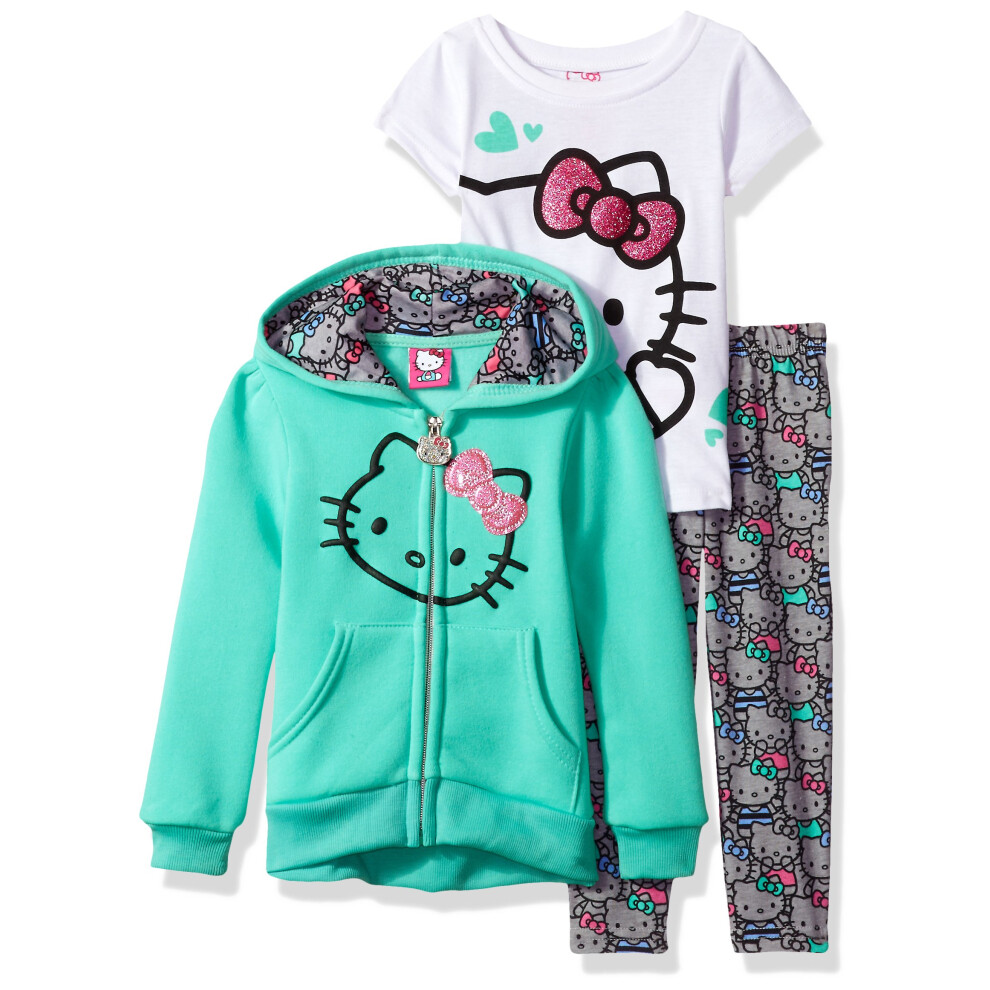 Hello Kitty Big Girls' 3 Piece Hooded Legging Set   Mint  12